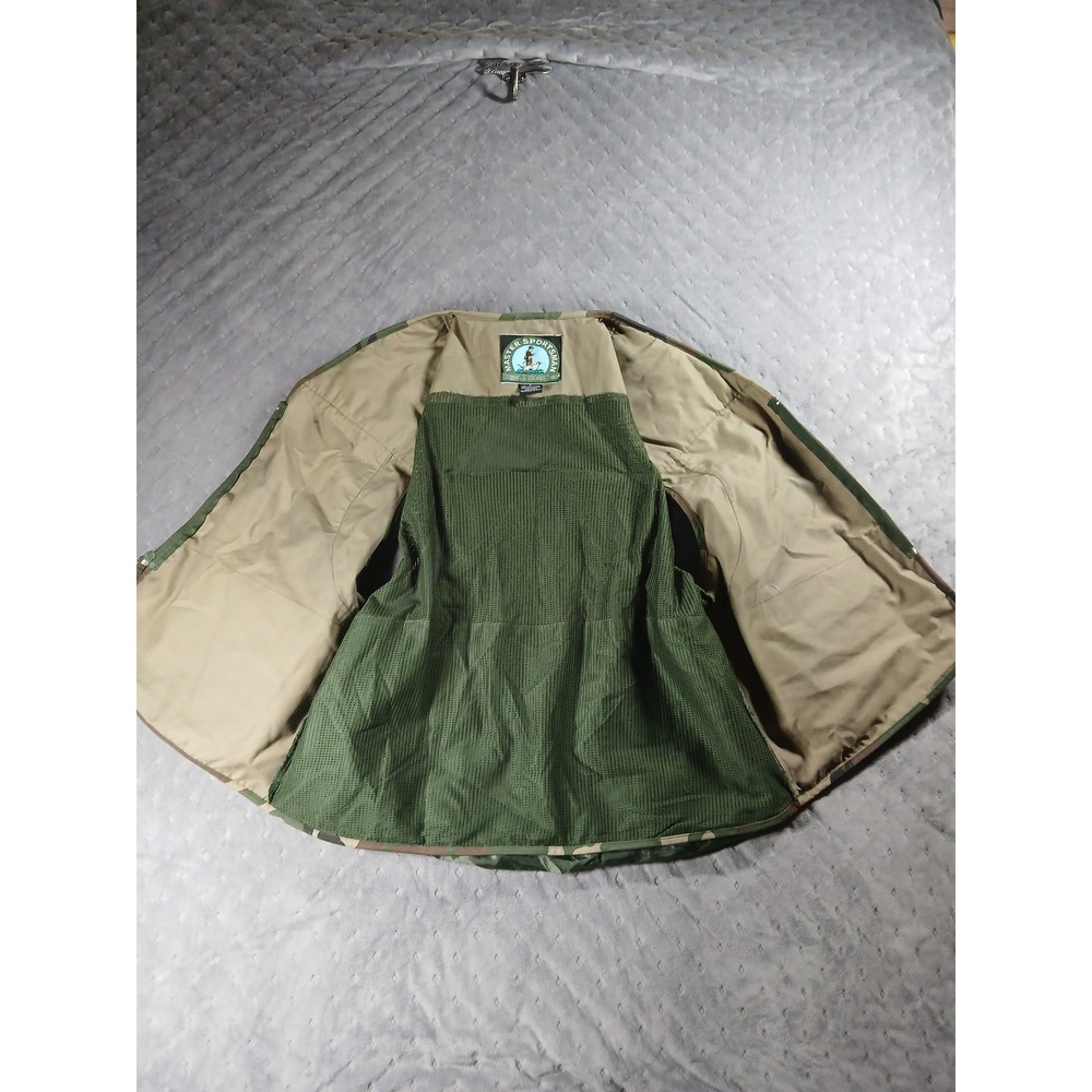Master Sportsman Camo Hunting Vest Mens L Woodland Mesh Back Game Bag Utility - Picture 8 of 8